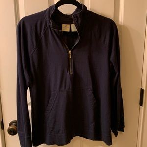 Caribbean Joe quarter zip cotton pullover , navy, size L, front patch pocket.